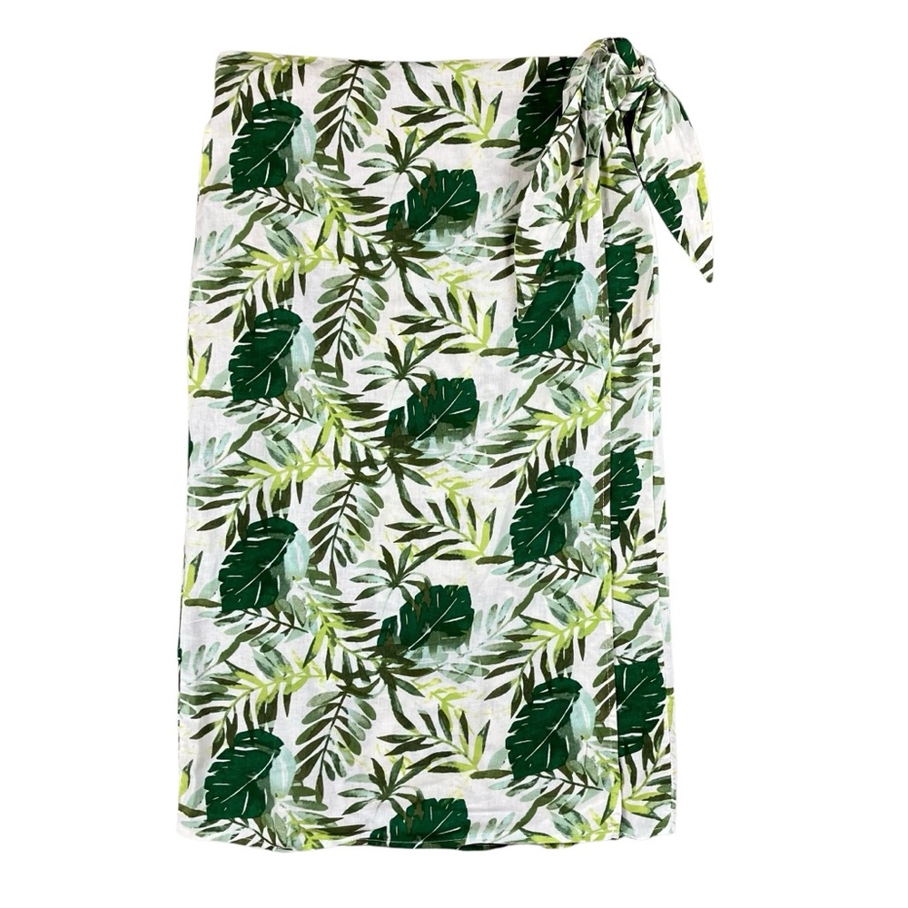 Panama Jack Wraparound Skirt Women’s Medium Linen Blend Sarong Tropical Palms